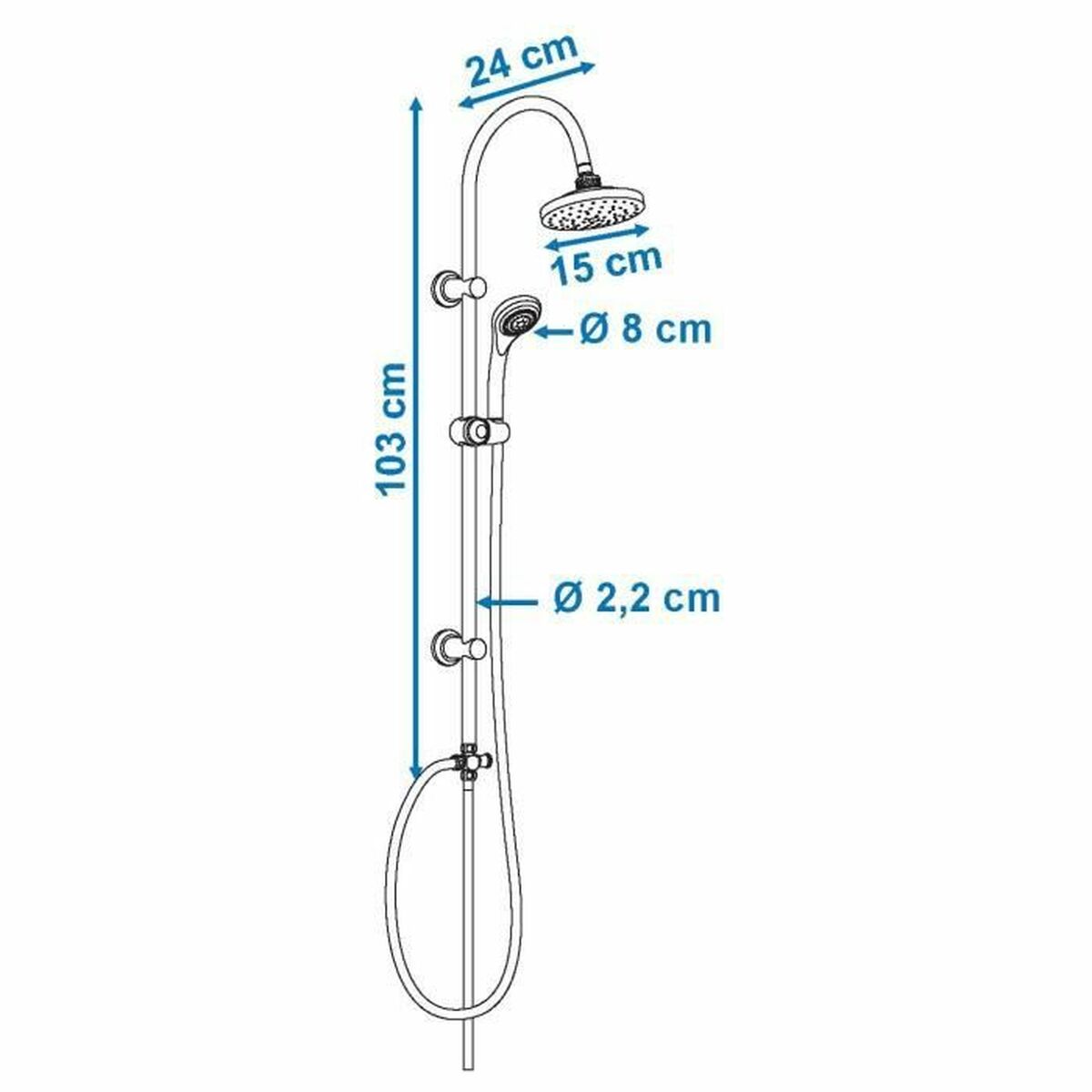 Dusche Säule Rousseau Sonora 2 Edelstahl 150 cm 50 cm