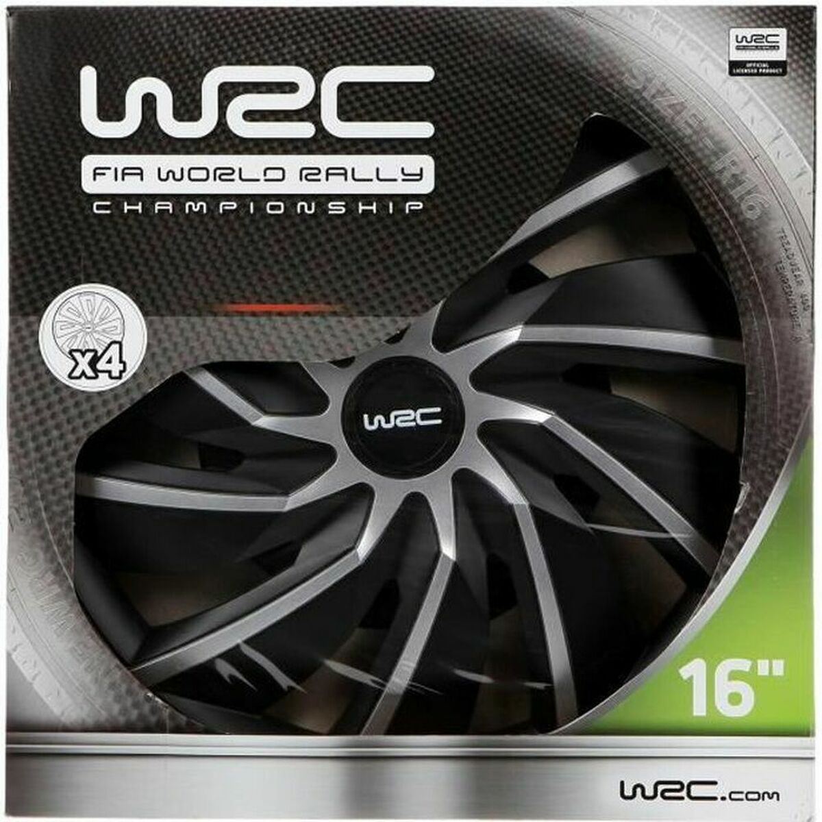 Radkappe WRC WRC 4 Turbo Grau Silberfarben Matte Hinterseite 16