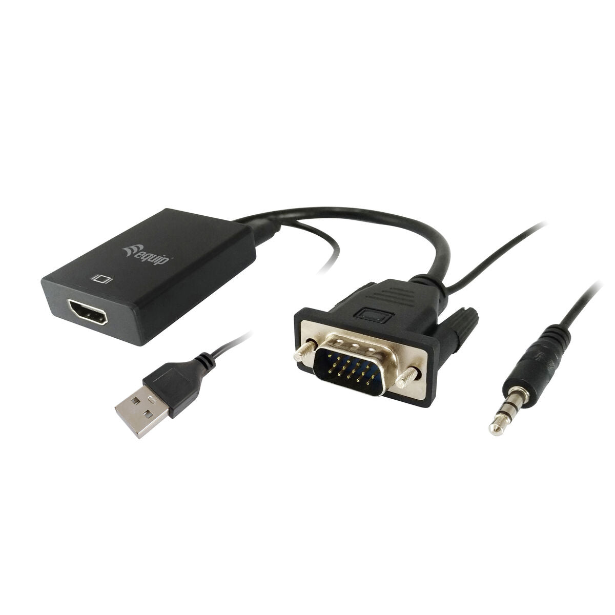 VGA-zu-HDMI-Adapter mit Audio Equip 119038 Schwarz (1 Stück)