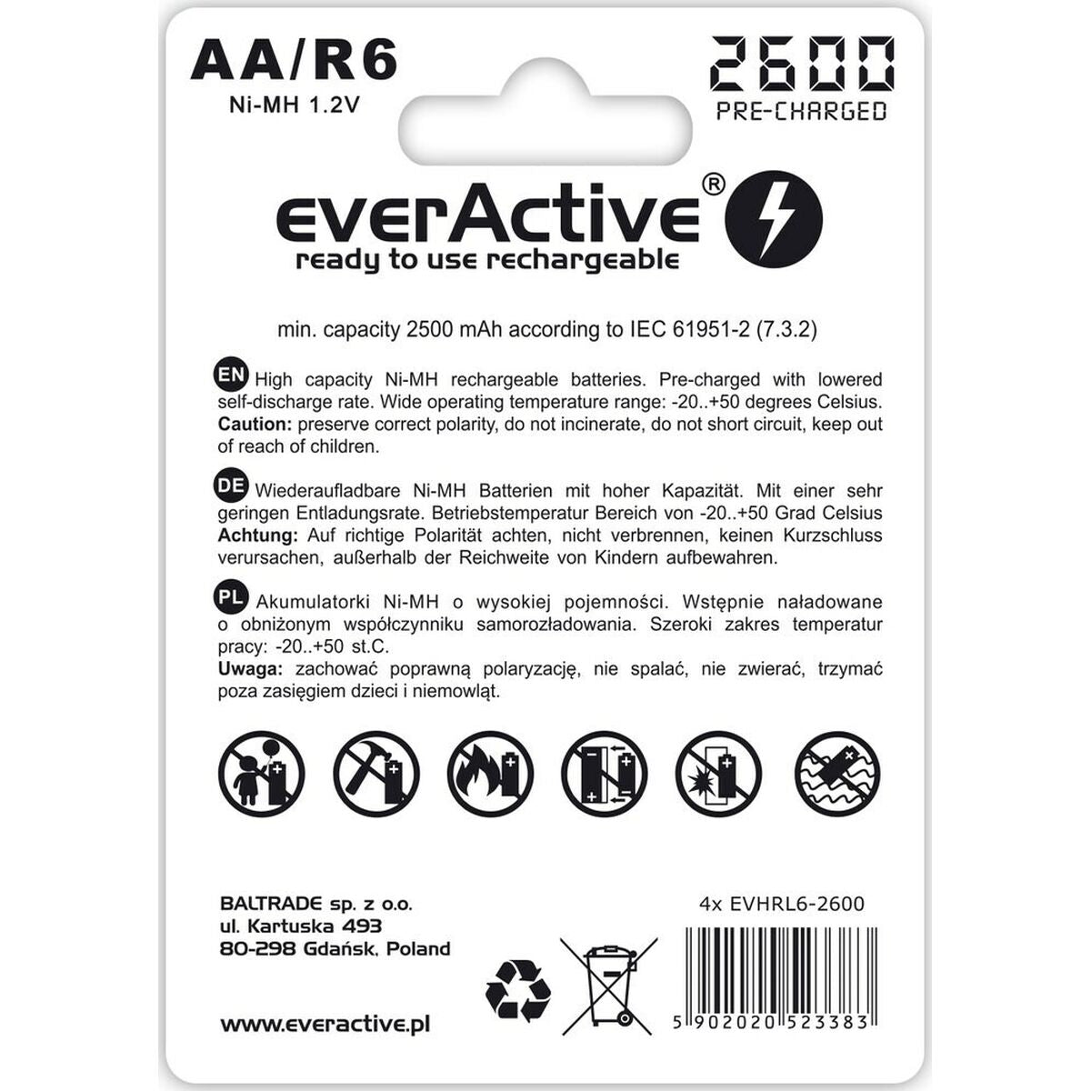 Akkus EverActive EVHRL6-2600 2500 mAh 1,2 V