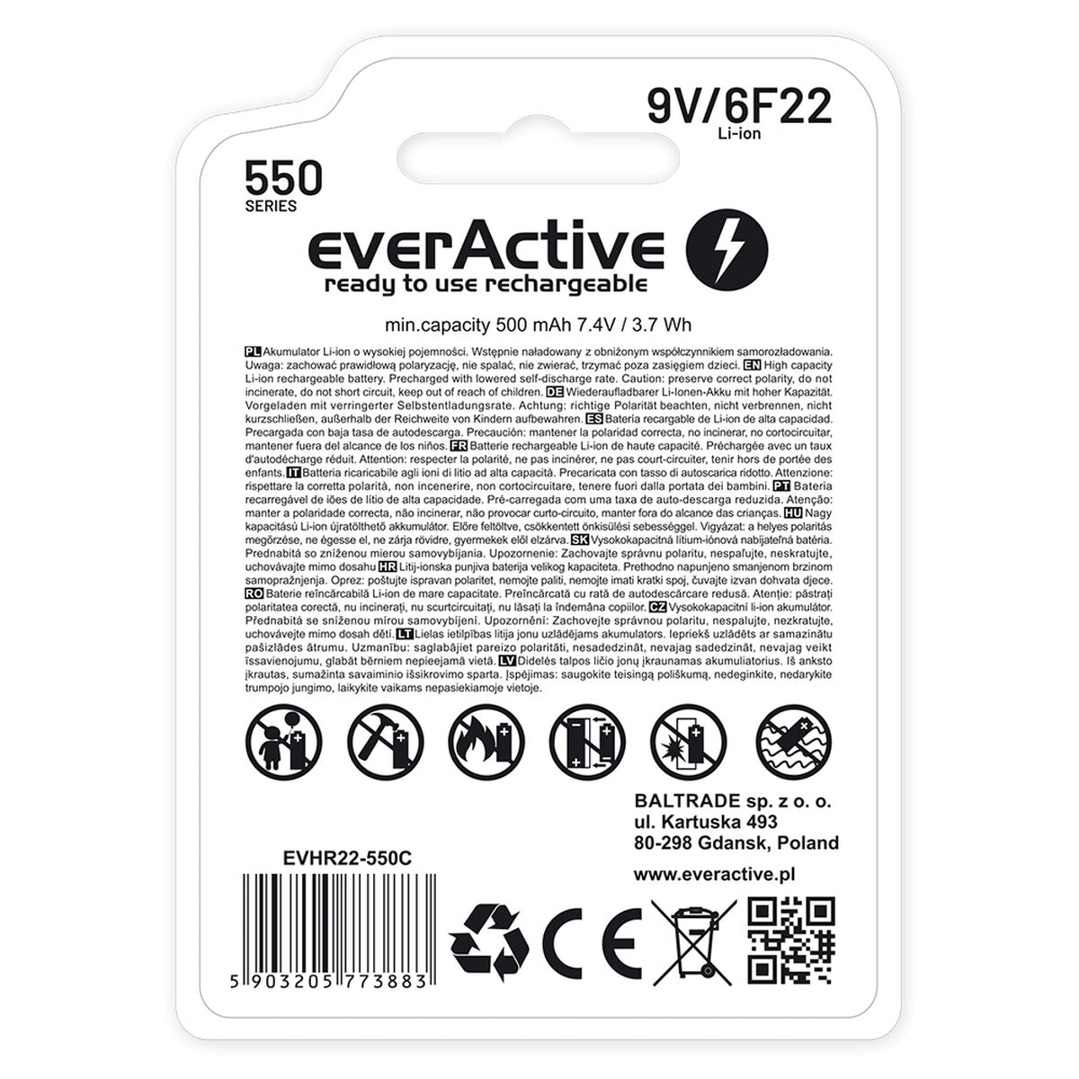 Akkus EverActive EVHR22-550C 9 V