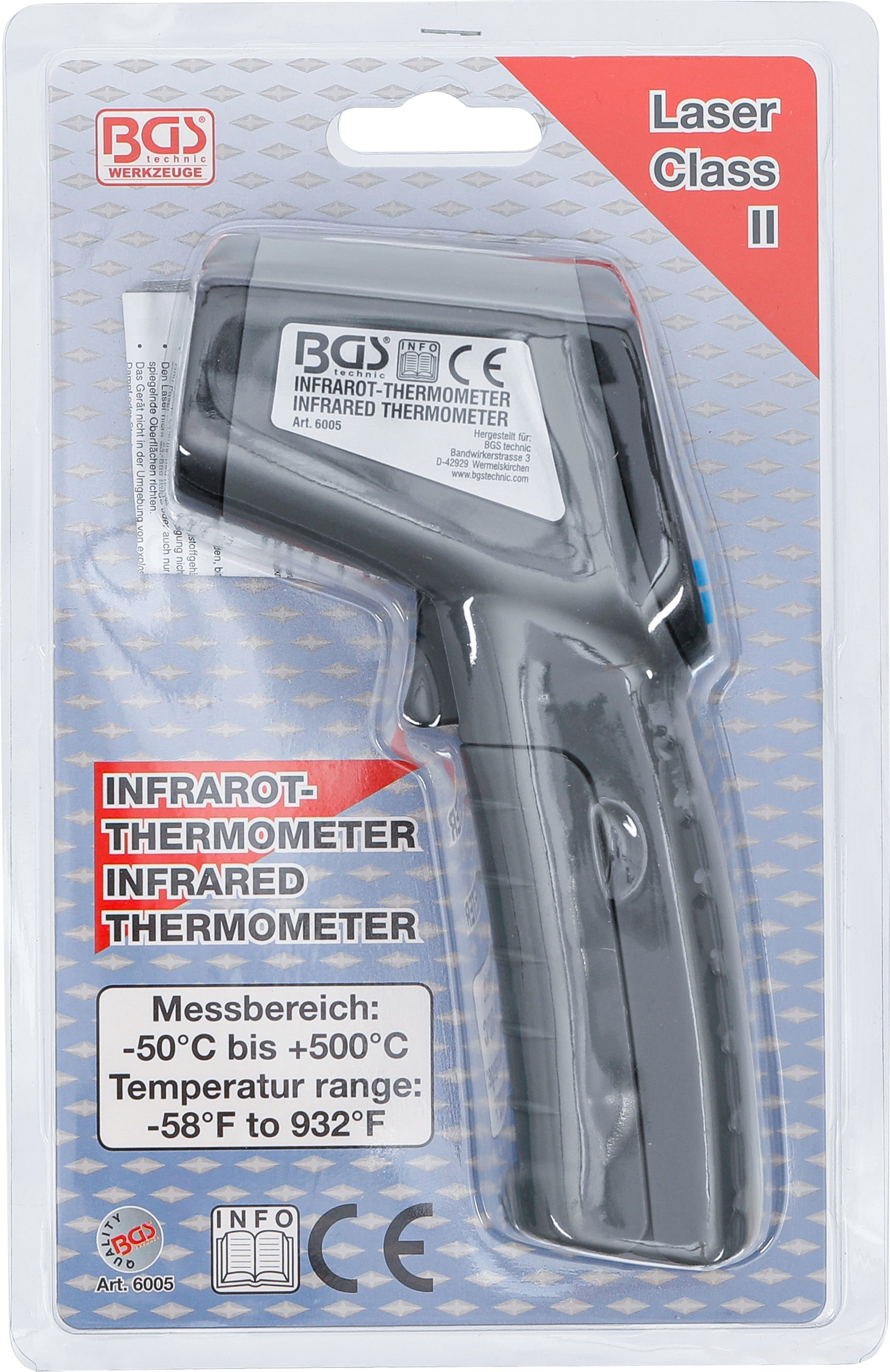 Digital-Laserthermometer | -50 °C bis +500 °C