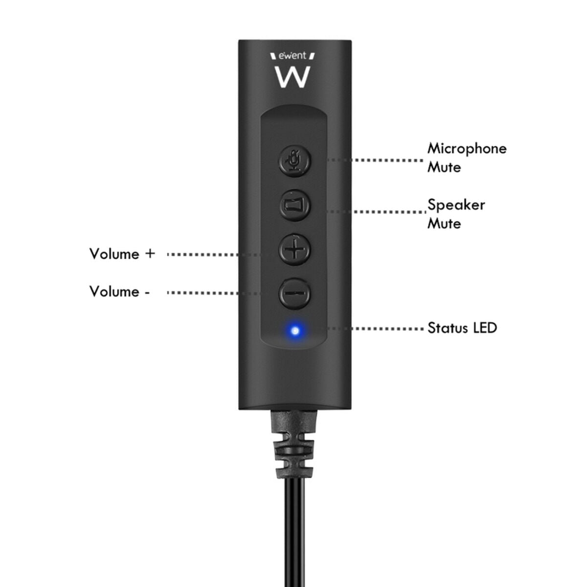 Audioadapter Jack Ewent EW3569 Eingebautes Mikrofon 50 cm Schwarz