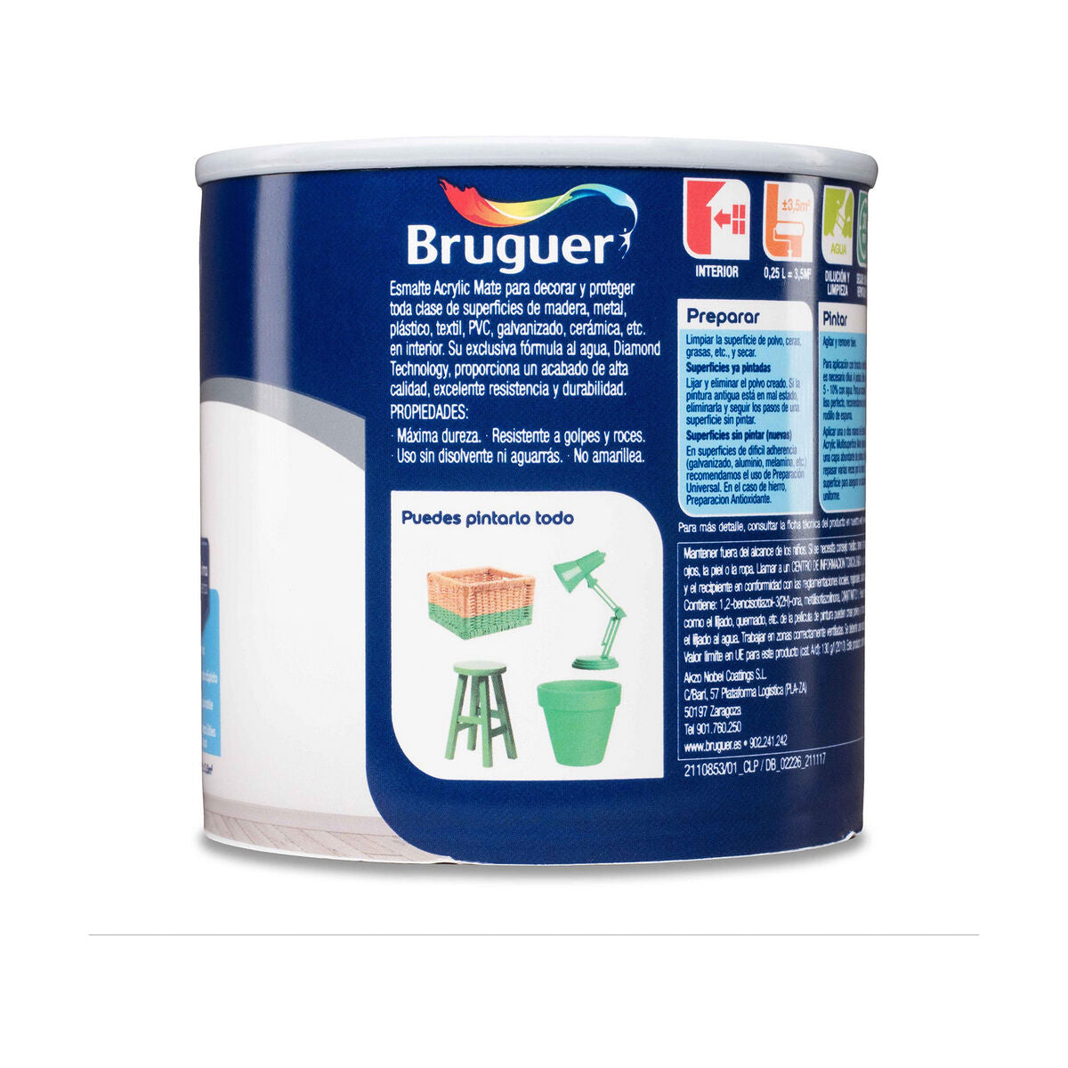 Acryl-Emaille Bruguer 5160685 250 ml Permanent White Mattierend