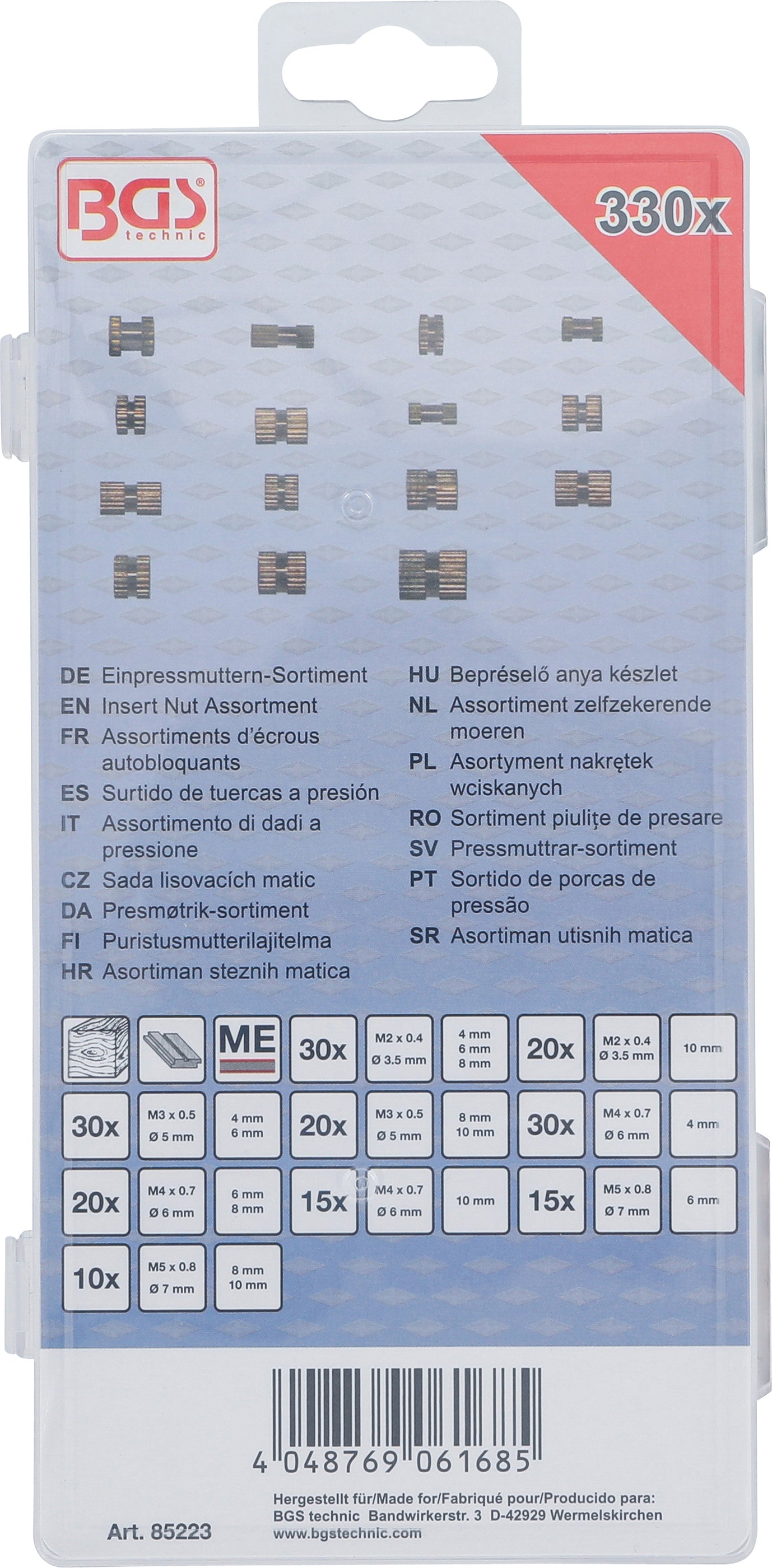 Einpressmuttern-Sortiment | Messing | 330-tlg.