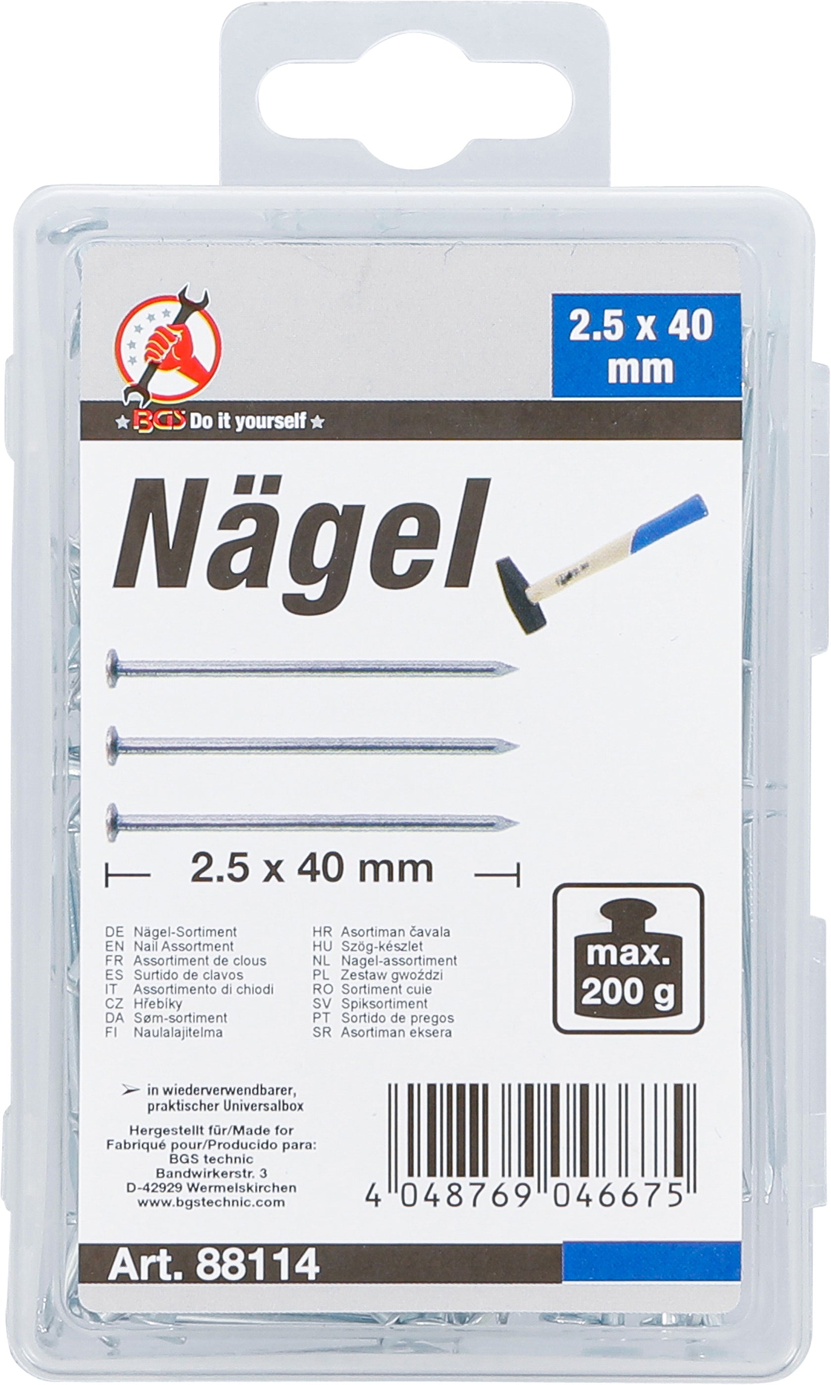 Nägel-Sortiment | 200 g | 2,5 x 40 mm