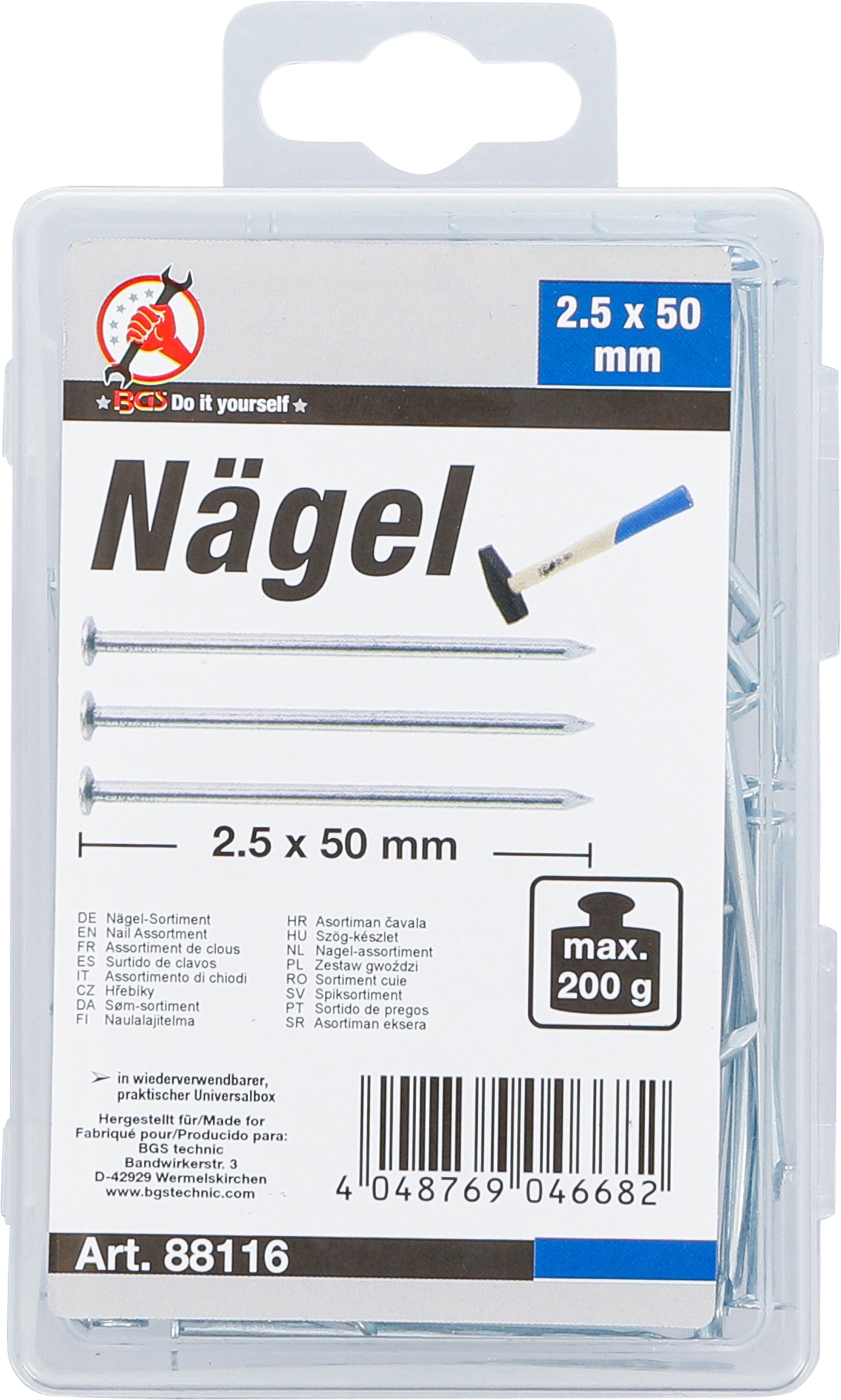 Nägel-Sortiment | 200 g | 2,5 x 50 mm