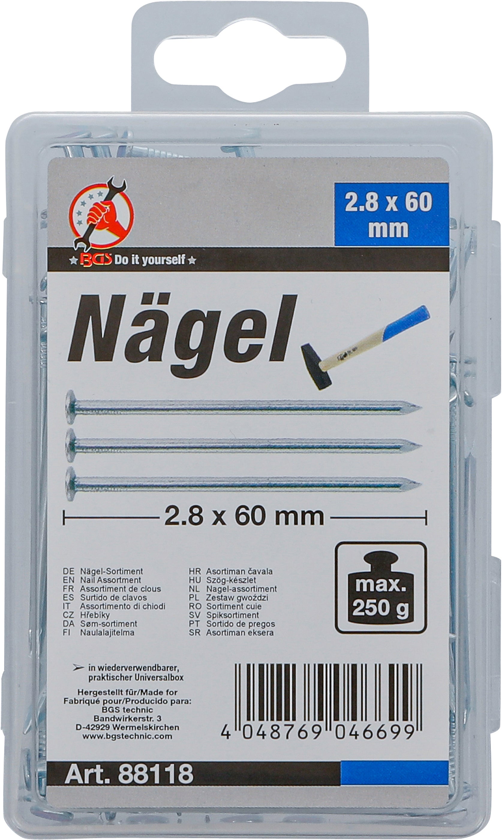 Nägel-Sortiment | 250 g | 2,8 x 60 mm