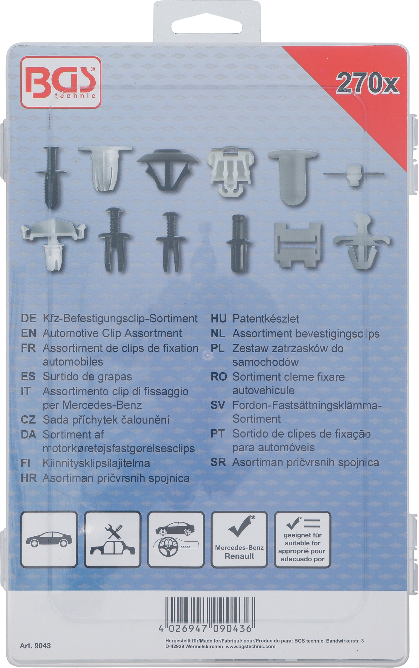 Kfz-Befestigungsclip-Sortiment für Mercedes-Benz | 270-tlg.
