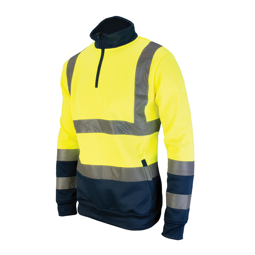 Zweifarbiges Warnschutz-Sweatshirt; signalgelb/blau Größe XL - Tough Grit