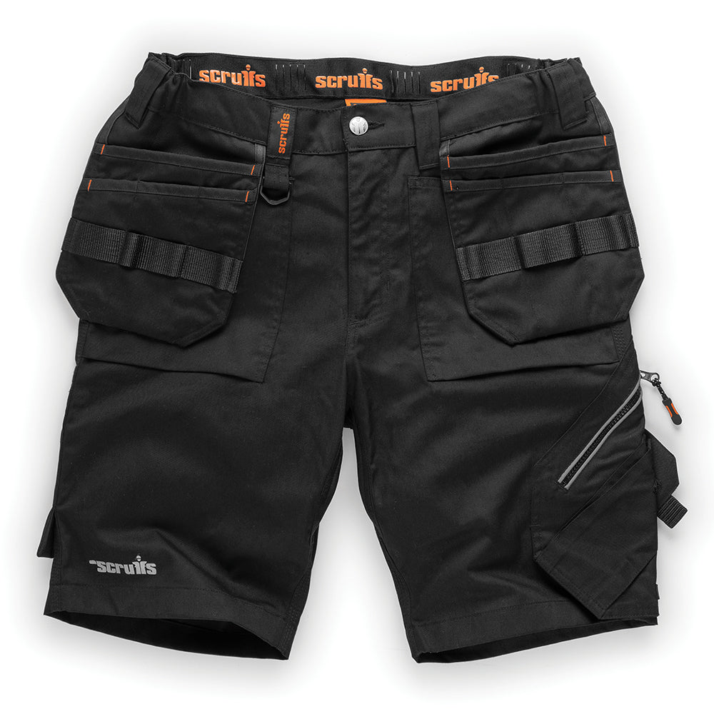 Damen Arbeitsshort mit Holstertaschen „Trade“; schwarz Größe 38 - Scruffs