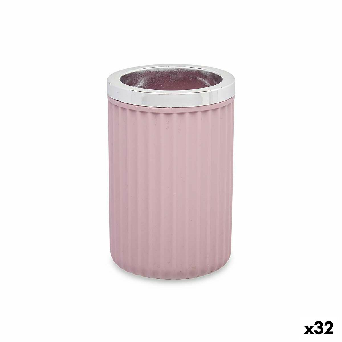 Trinkglas Zahnbürstenhalter Rosa Kunststoff 7,5 x 11,5 x 7,5 cm (32 Stück)