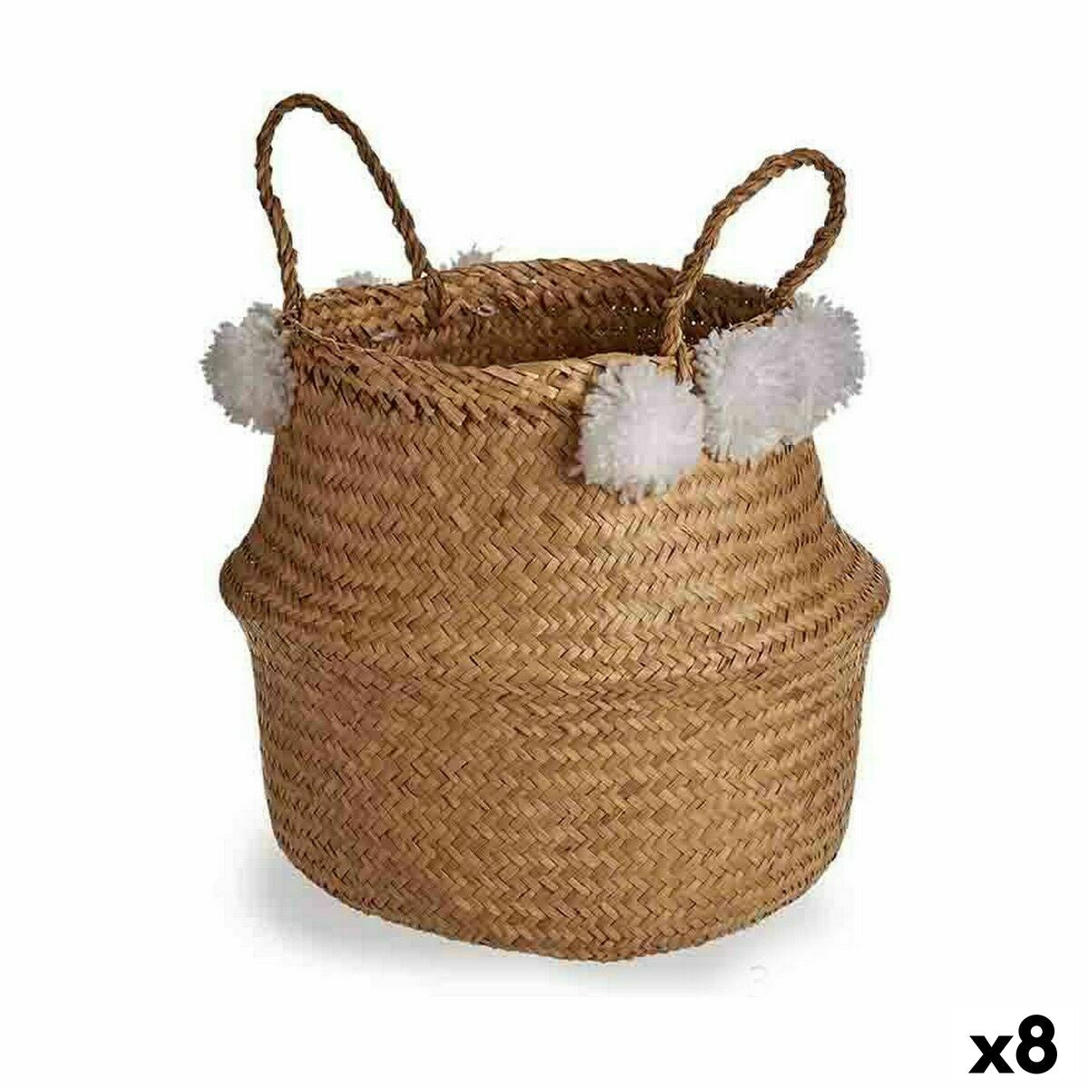 Dekorativer Korb Weiß natürlich Binsen 25 L 30 x 35,5 x 31 cm (8 Stück)