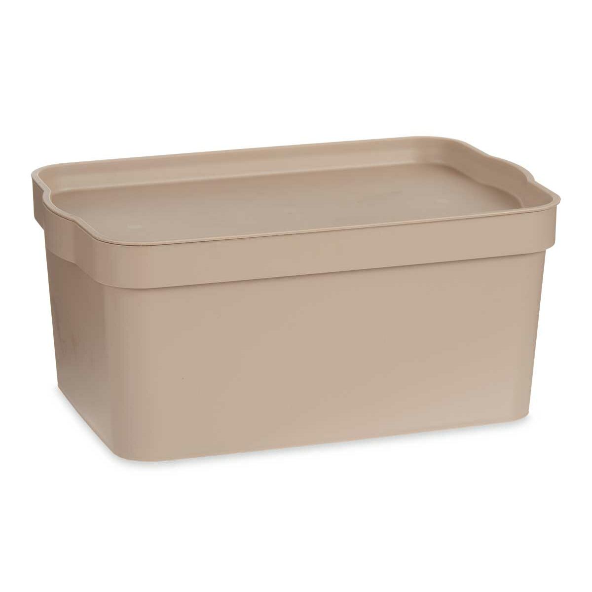 Aufbewahrungsbox mit Deckel Beige Kunststoff 7,5 L 21,5 x 14,5 x 32 cm (12 Stück)