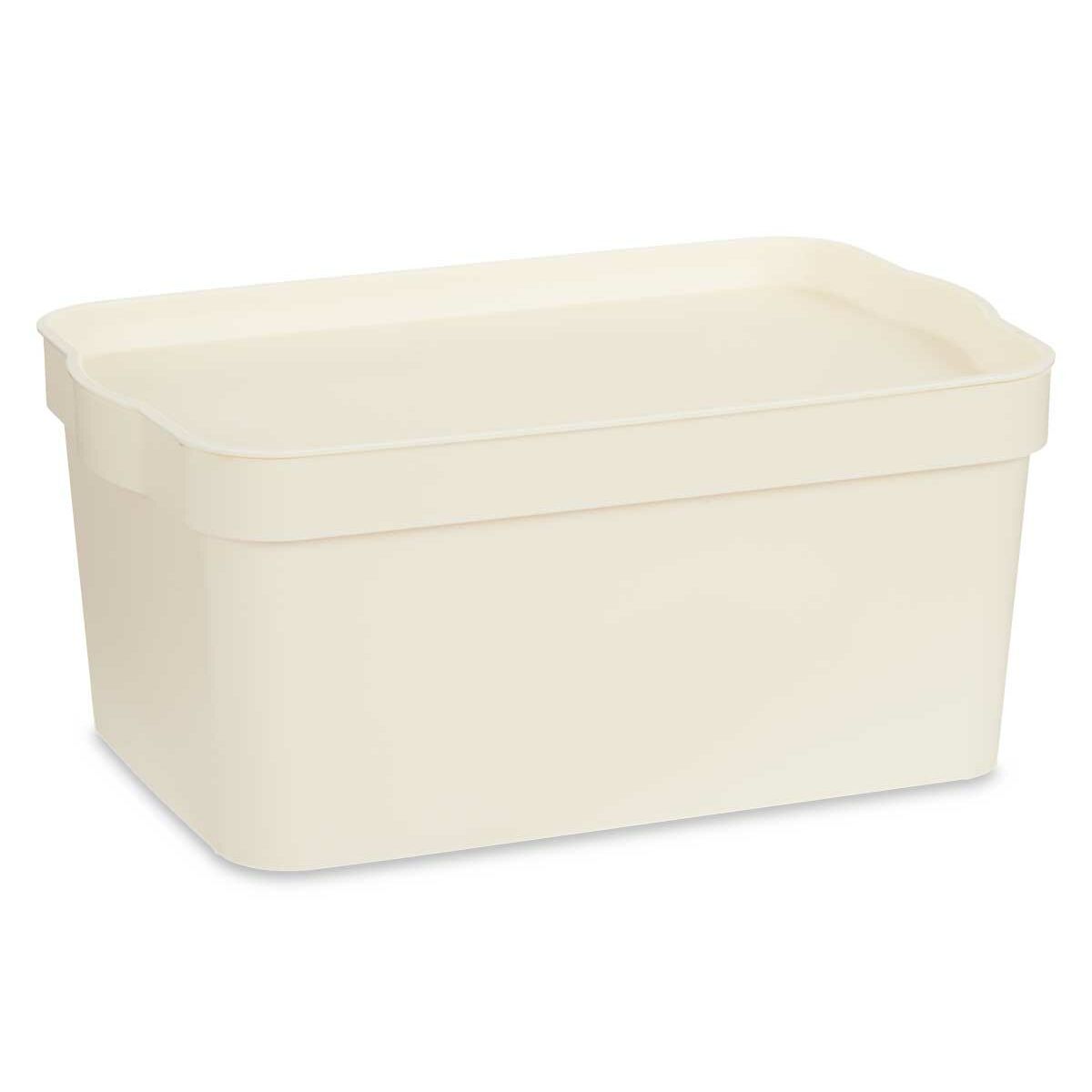 Aufbewahrungsbox mit Deckel Creme Kunststoff 7,5 L 21,5 x 14,5 x 32 cm (12 Stück)