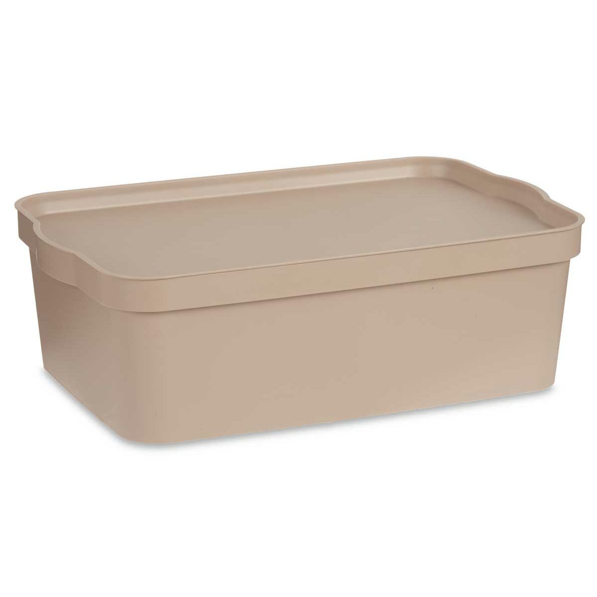 Aufbewahrungsbox mit Deckel Beige Kunststoff 14 L 29,5 x 14,5 x 45 cm (12 Stück)