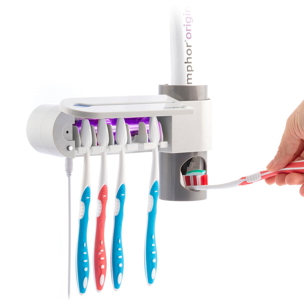 UV-Zahnbürsten-Sterilisator mit Zahnpastahalter und -spender Smiluv InnovaGoods