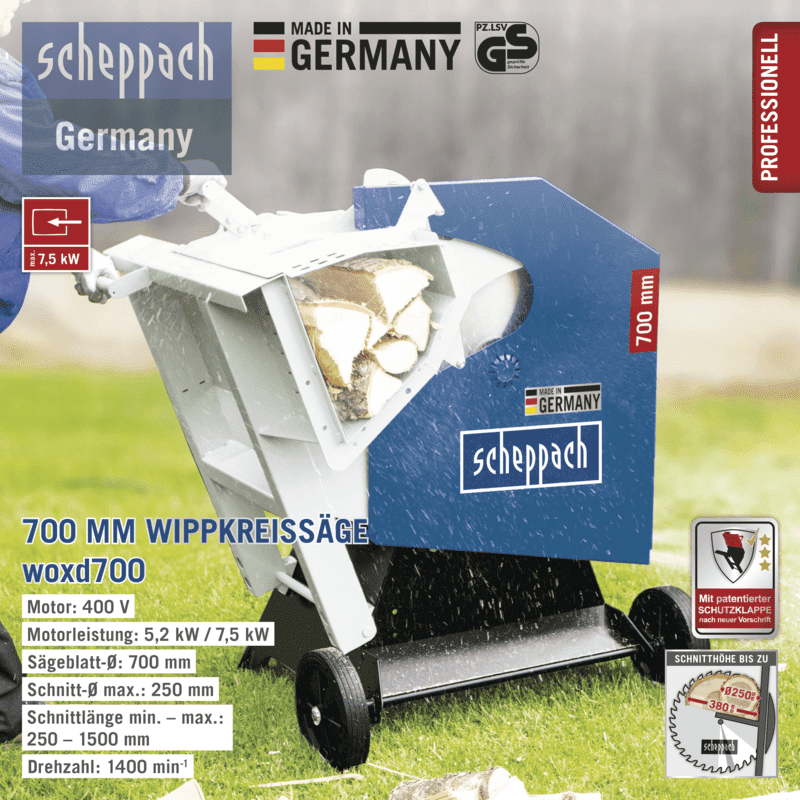 Wippsäge wox d700 scheppach-400V 50Hz 7500W-700mm