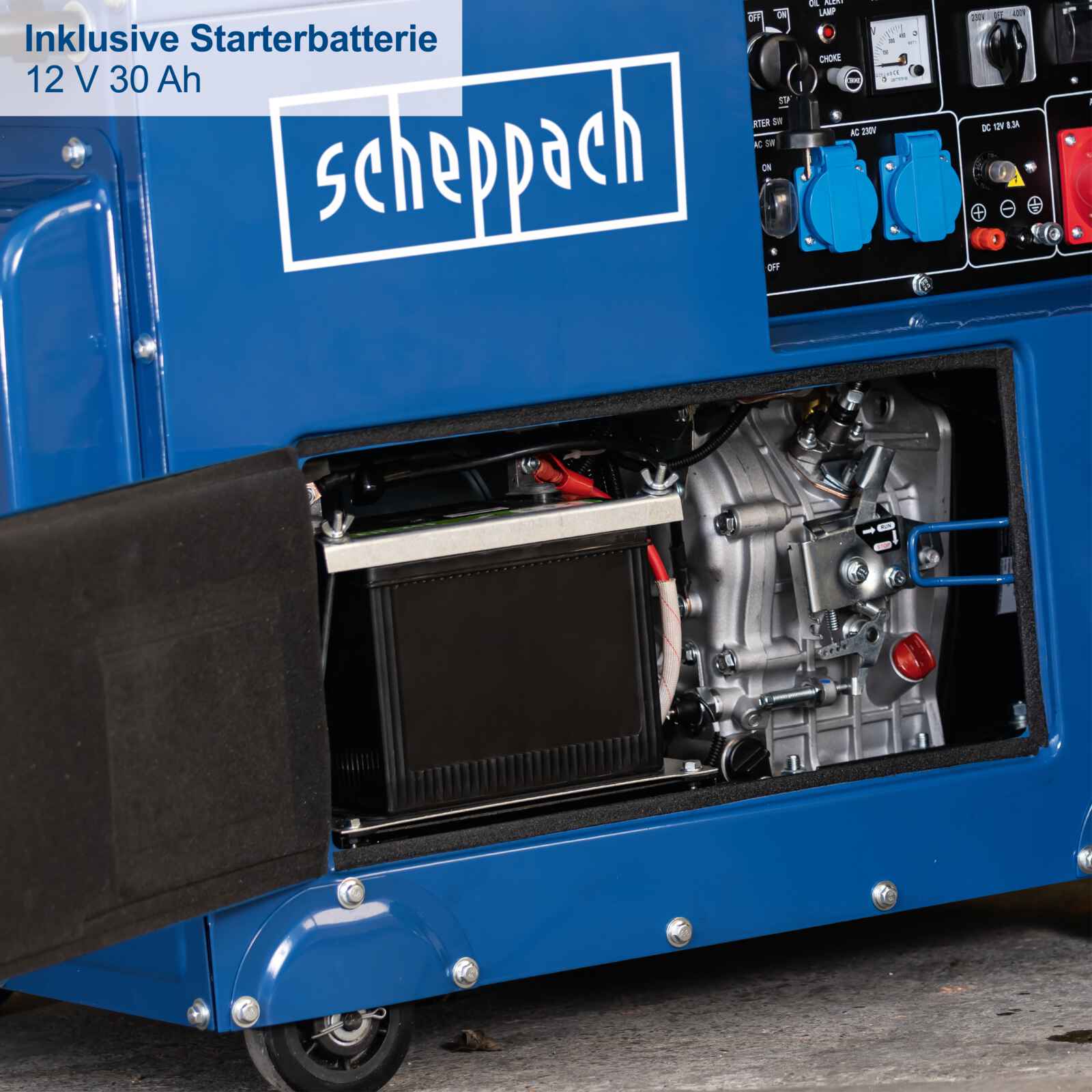 Diesel Stromerzeuger SG5200D Scheppach-7,7PS | 5000W | Elektrostart | 2x 230V, 1x 400V Steckdose