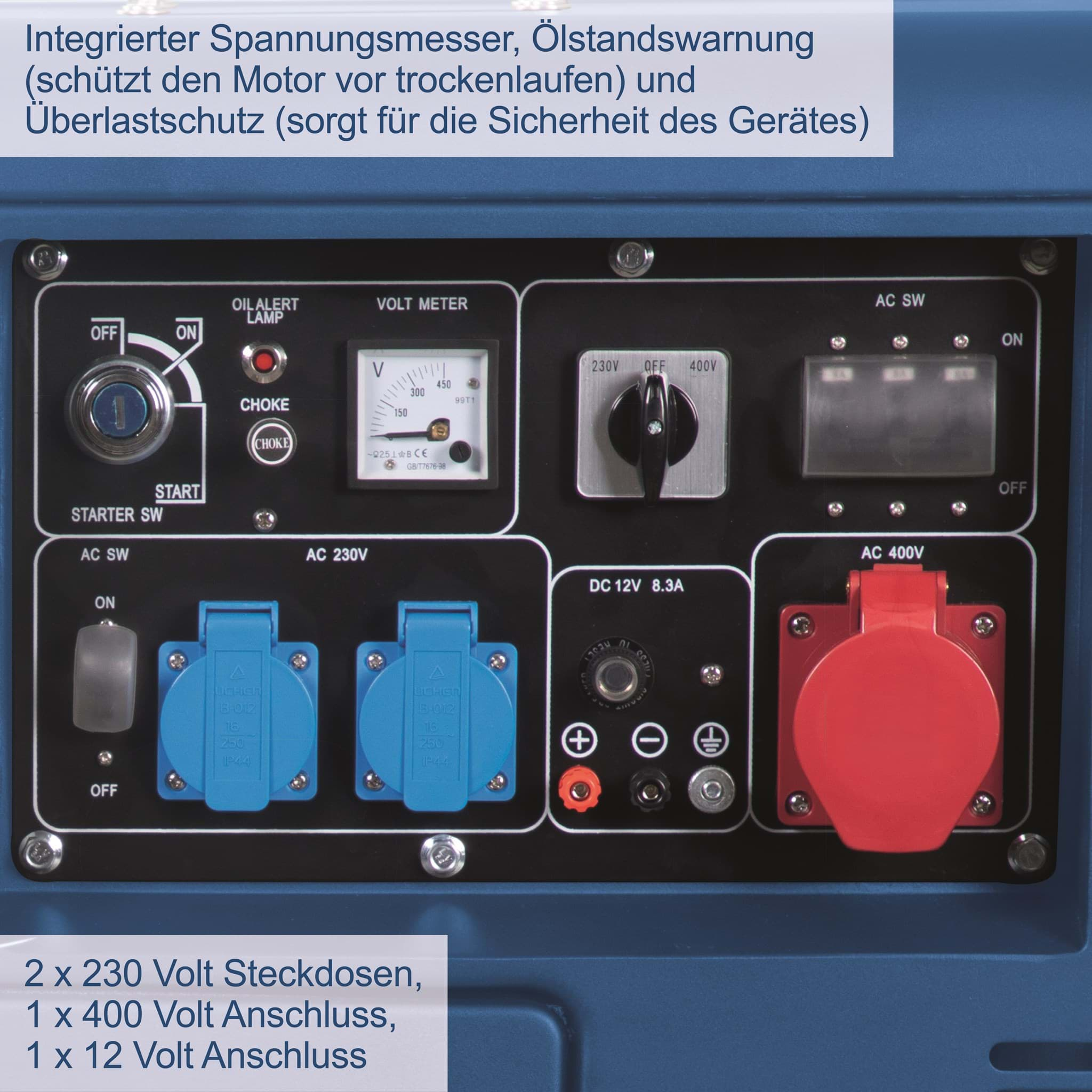 Diesel Stromerzeuger SG5200D Scheppach-7,7PS | 5000W | Elektrostart | 2x 230V, 1x 400V Steckdose