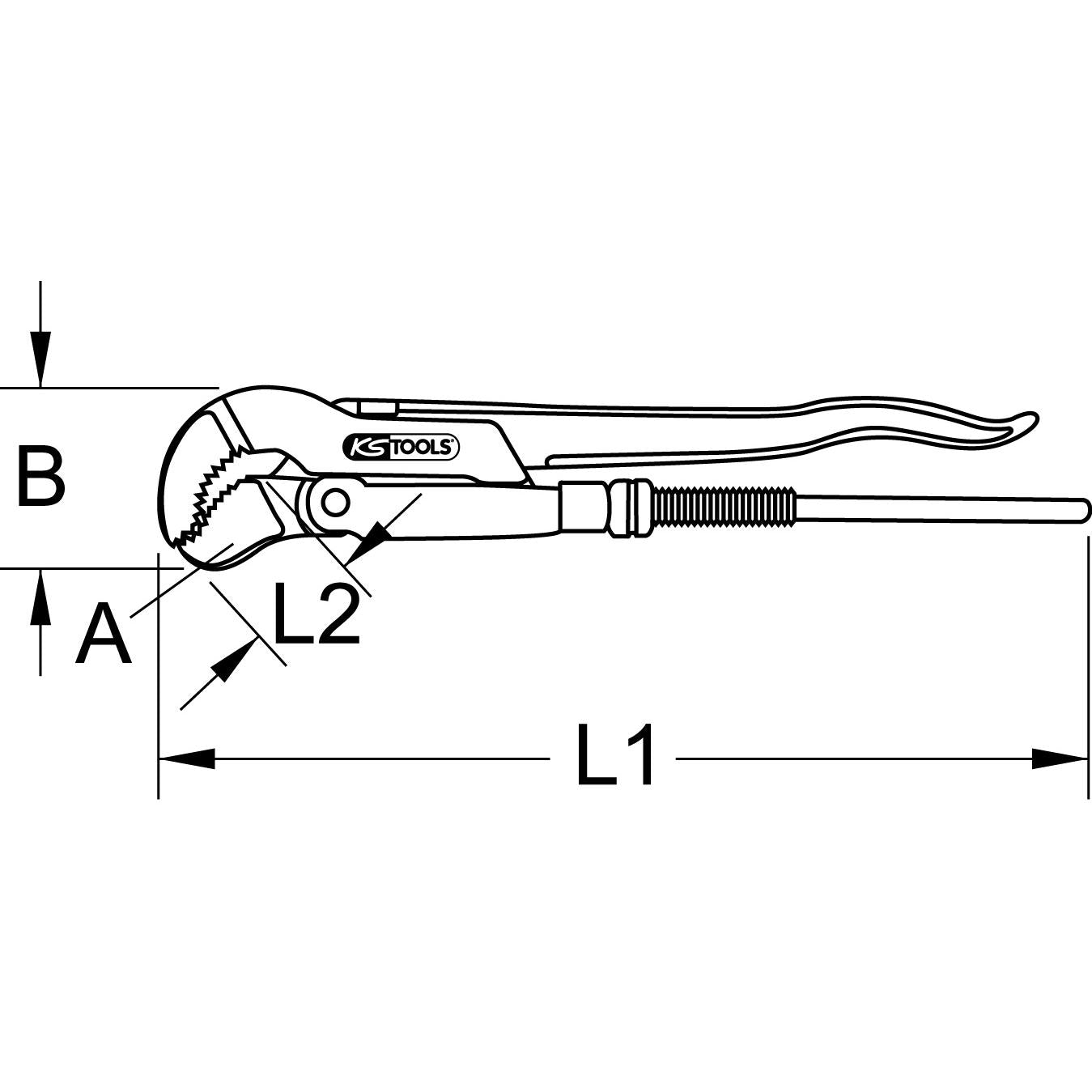 45° gewinkelte Eckrohrzange, 3''