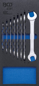 BGS 4081 Werkstattwageneinlage 1/3: Doppel-Maulschlüssel-Satz | SW 6 - 22 mm | 8-tlg.