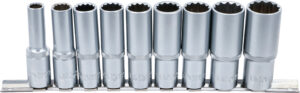 BGS 5253 Steckschlüssel-Einsatz-Satz Zwölfkant, tief | Antrieb Innenvierkant 12,5 mm (1/2") | SW 10 - 24 mm | 9-tlg.