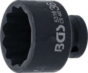 BGS 5316 Kraft-Steckschlüssel-Einsatz Zwölfkant | Antrieb Innenvierkant 12,5 mm (1/2") | SW 36 mm