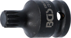 BGS 5381-M12 Kraft-Bit-Einsatz | Länge 43 mm | Antrieb Innenvierkant 12,5 mm (1/2") | Innenvielzahn (für XZN) M12