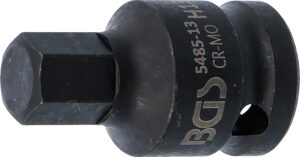 BGS 5485-13 Kraft-Bit-Einsatz | Länge 42 mm | Antrieb Innenvierkant 12,5 mm (1/2") | Innensechskant 13 mm