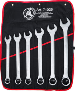 BGS Diy 71026 Maul-Ringschlüssel-Satz | XXL | Zollgrößen | SW 1.5/16" - 2" | 6-tlg.