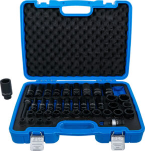 BGS 7280 Kraft-Steckschlüssel-Einsatz-Satz Sechskant | Antrieb Innenvierkant 12,5 mm (1/2") | SW 9 - 30 mm | 40-tlg.