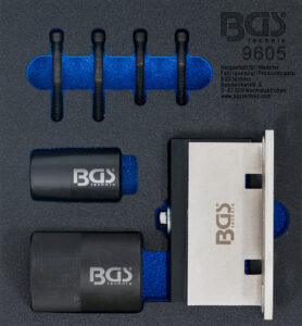BGS 9605 Werkstattwageneinlage 1/6: Nockenwellen-Haltewerkzeug- und Kurbelwellendichtring-Werkzeug-Satz | für Ford, Volvo 2.5 Turbo