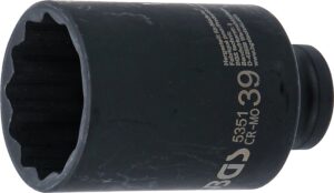 BGS 5351 Kraft-Steckschlüssel-Einsatz Zwölfkant, tief | Antrieb Innenvierkant 12,5 mm (1/2") | SW 39 mm